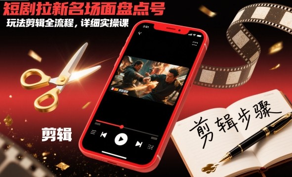短剧拉新名场面盘点号玩法剪辑全流程,详细实操课-萝卜兔资源站