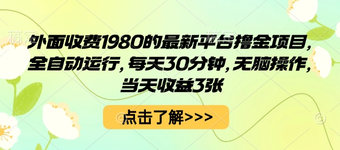 外面收费1980的最新平台撸金项目，全自动运行，每天30分钟，无脑操作，当天收益3张【揭秘】-萝卜兔资源站