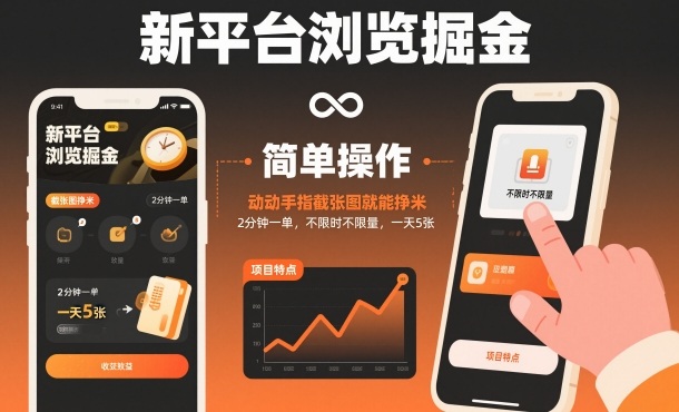 新平台浏览掘金,动动手指截张图就能挣米,2分钟一单,不限时不限量,一天5张【揭秘】-萝卜兔资源站