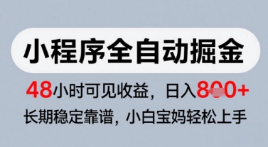 微信小程序全自动掘金，快速见收益，长期稳定靠谱，零基础友好，日入8张【揭秘】-萝卜兔资源站