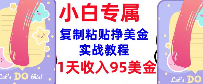 复制粘贴挣美金，0门槛，1天收入95美刀，3分钟学会，内部教程(首次公开)-萝卜兔资源站