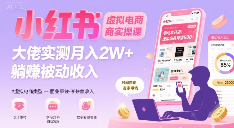 小红书虚拟电商，大佬实测月入2W+，实现被动收入-萝卜兔资源站