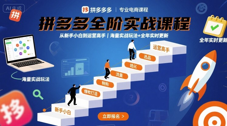 拼多多全阶实战课程，从新手小白到运营高手，海量实战玩法+全年实时更新【2025年10月更新】-萝卜兔资源站