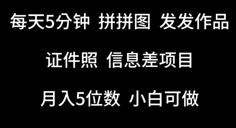 每天5分钟，拼拼图发发作品，证件照信息差项目，小白可做【揭秘】-萝卜兔资源站
