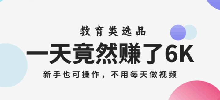 一天竟然赚了6000多，教育类选品，新手也可操作，更不用每天做短视频【揭秘】-萝卜兔资源站