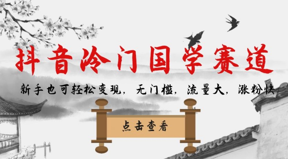 抖音冷门国学赛道，新手也可轻松变现，无门槛，流量大，涨粉快-萝卜兔资源站