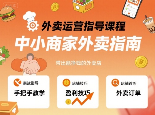 外卖运营指导课程，中小商家外卖指南，手把手带出能挣钱的外卖店-萝卜兔资源站