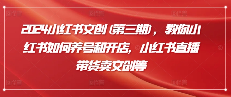 2024小红书文创(第三期)，教你小红书如何养号和开店，小红书直播带货卖文创等-萝卜兔资源站