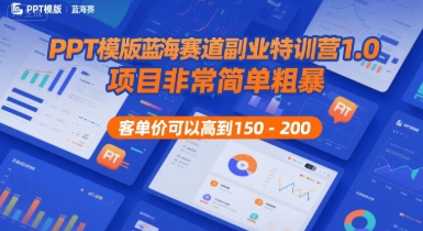 PPT模版蓝海赛道副业特训营1.0，项目非常简单粗暴，客单价可以高到150-200-萝卜兔资源站