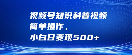 视频号知识科普视频，简单操作，小白日变现500+【揭秘】-萝卜兔资源站