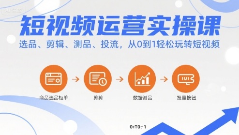 短视频运营实操课，选品、剪辑、测品、投流，从0到1轻松玩转短视频-萝卜兔资源站