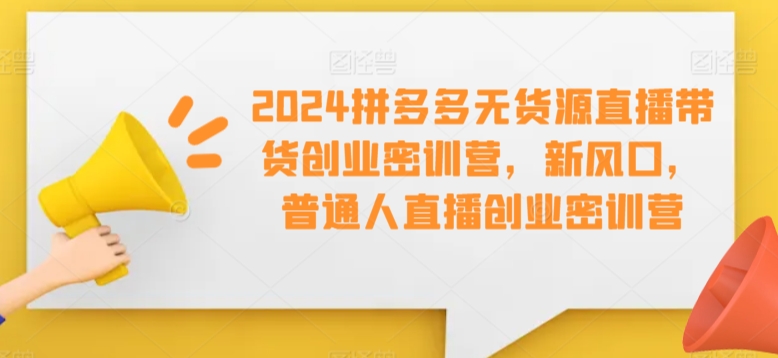 2024拼多多无货源直播带货创业密训营，新风口，普通人直播创业密训营-萝卜兔资源站
