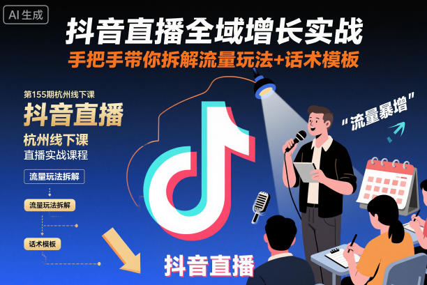 抖音直播全域增长实战第155期杭州线下课，手把手带你拆解流量玩法+话术模板-萝卜兔资源站