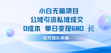 小白无脑项目公域引流私域成交0成本单日变现680米-萝卜兔资源站