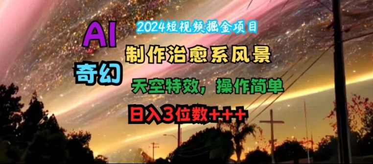 2024短视频掘金项目，AI制作治愈系风景，奇幻天空特效，操作简单，日入3位数【揭秘】-萝卜兔资源站