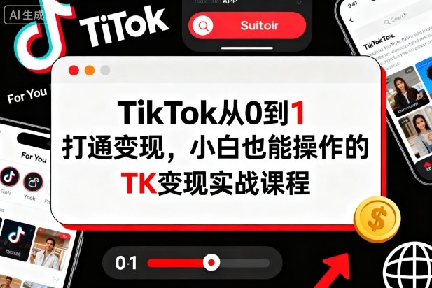 TikTok从0到1打通变现，小白也能操作的TK变现实战课程-萝卜兔资源站