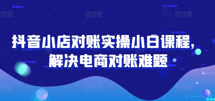 抖音小店对账实操小白课程，解决电商对账难题-萝卜兔资源站