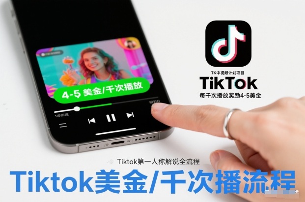 TK中视频计划项目，Tiktok第一人称解说流程，每干次播放奖励4-5美金-萝卜兔资源站