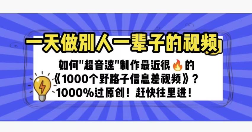 一天做完别一辈子的视频制作最近很火的《1000个野路子信息差》100%过原创【揭秘】-萝卜兔资源站