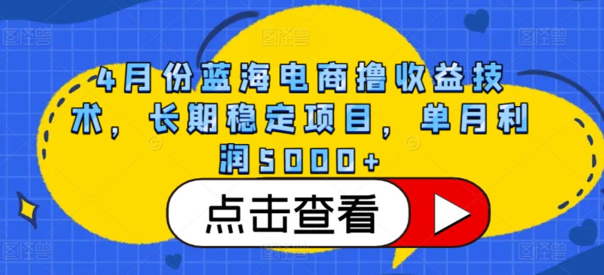 4月份蓝海电商撸收益技术，长期稳定项目，单月利润5000+【揭秘】-萝卜兔资源站