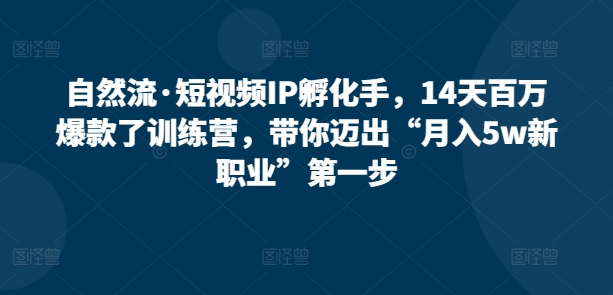 自然流·短视频IP孵化手，14天百万爆款了训练营，带你迈出“月入5w新职业”第一步-萝卜兔资源站