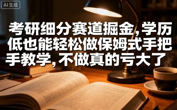考研细分赛道掘金，日入1k+，学历低也能轻松做保姆式手把手教学，不做真的亏大了【揭秘】-萝卜兔资源站