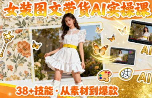 女装图文带货的AI实操课,覆盖38个实用技能,快速提升素材制作效率-萝卜兔资源站