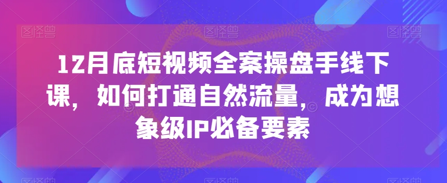 12月底短视频全案操盘手线下课，如何打通自然流量，成为想象级IP必备要素-萝卜兔资源站
