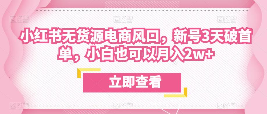 众狼电商余文小红书无货源电商风口，新号3天破首单，小白也可以月入2w+-萝卜兔资源站