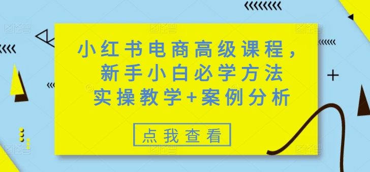 小红书电商高级课程，新手小白必学方法，实操教学+案例分析-萝卜兔资源站