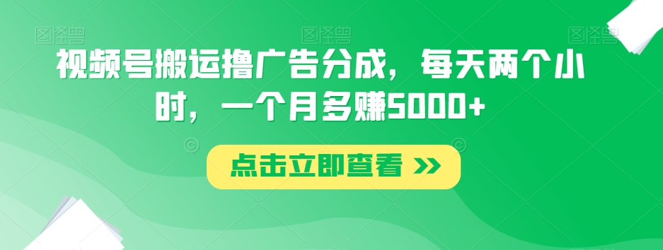视频号搬运撸广告分成，每天两个小时，一个月多赚5000+-萝卜兔资源站