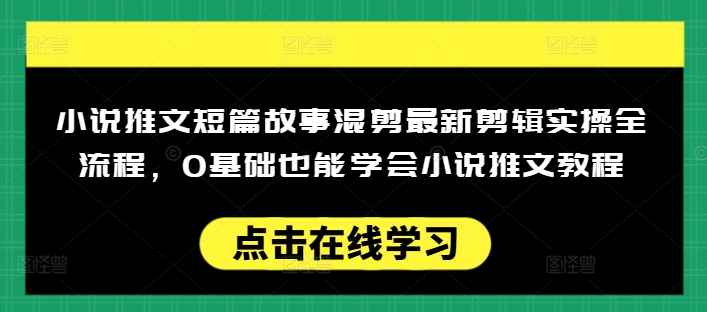 小说推文短篇故事混剪最新剪辑实操全流程，0基础也能学会小说推文教程，肯干多发日入多张-萝卜兔资源站