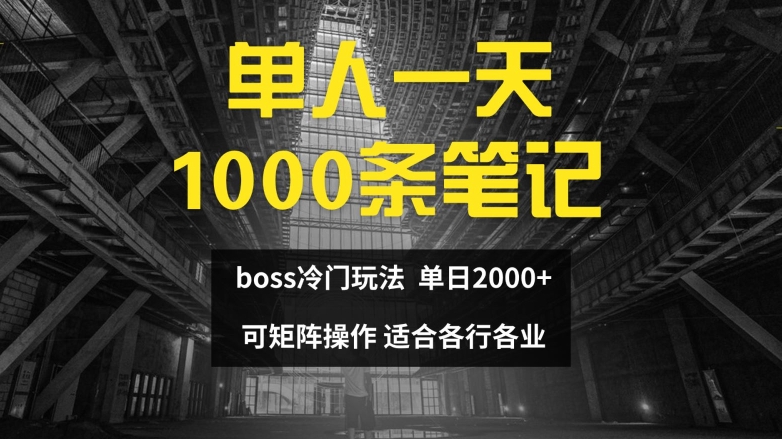 单人一天1000条笔记，日入2000+，BOSS直聘的正确玩法【揭秘】-萝卜兔资源站