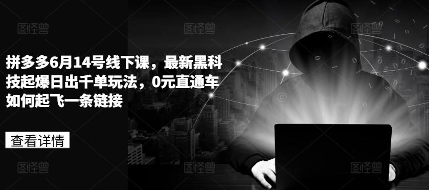 拼多多6月14号线下课，最新黑科技起爆日出千单玩法，0元直通车如何起飞一条链接-萝卜兔资源站
