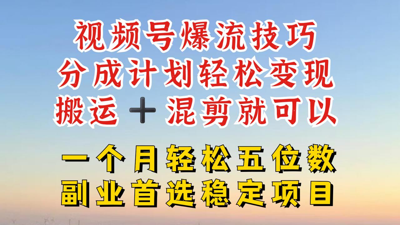 视频号分成最暴力赛道，几分钟出一条原创，最强搬运+混剪新方法，谁做谁爆【揭秘】-萝卜兔资源站
