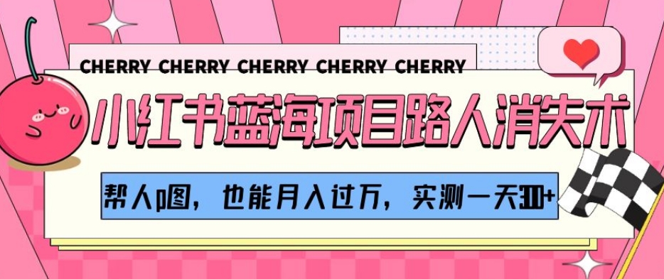 小红书蓝海项目路人消失术，帮人p图，也能月入过万，实测一天300+【揭秘】-萝卜兔资源站