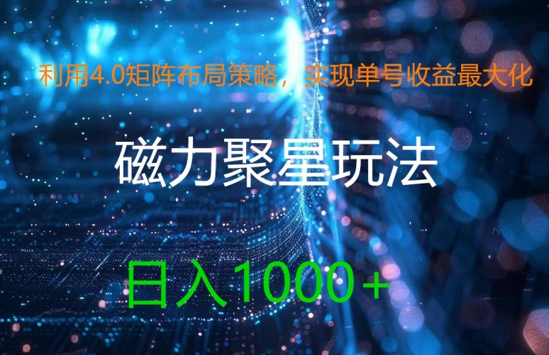 利用4.0矩阵布局策略，实现单号收益最大化，磁力聚星新玩法，日入1k+【揭秘】-萝卜兔资源站