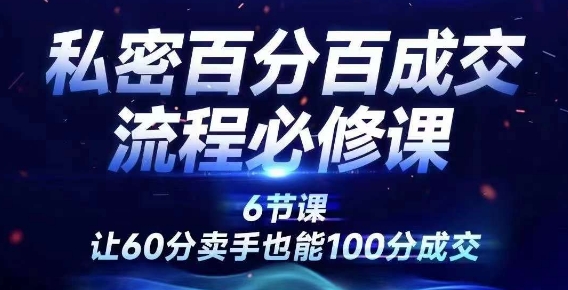 私密百分百成交流程线上训练营，绝对成交，让60分卖手也能100分成交-萝卜兔资源站