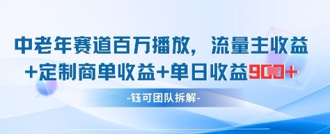 中老年赛道百万播放+流量主收益+定制收益，单日收益9张-萝卜兔资源站