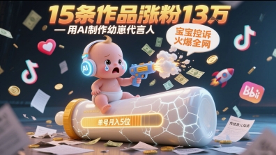 用AI制作幼崽代言人，宝宝的控诉火爆全网，15条作品涨粉13W，单号月入5位数实操教程-萝卜兔资源站