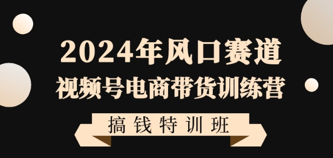 2024年风口赛道视频号电商带货训练营搞钱特训班，带领大家快速入局自媒体电商带货-萝卜兔资源站