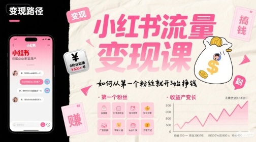 小红书流量变现课，如何从第一个粉丝就开始挣钱-萝卜兔资源站