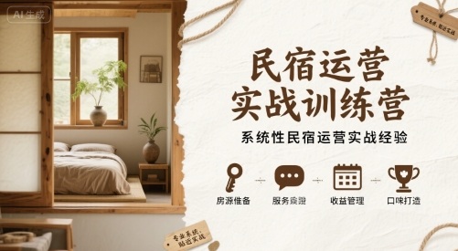 民宿运营实战训练营，系统性民宿运营实战经验-萝卜兔资源站