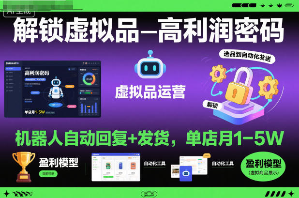 解锁虚拟品高利润密码:机器人自动回复+发货,单店月1-5W【揭秘】-萝卜兔资源站