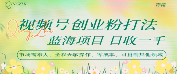视频号创业粉打法，日入1k，蓝海项目，市场需求大，全程无脑操作，可复制-萝卜兔资源站