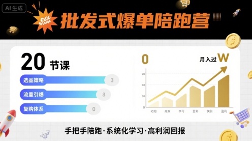 批发式爆单陪跑营，20节课带你实现批发式爆单，带你经松月入过W-萝卜兔资源站