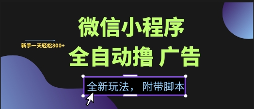 微信小程序全自动撸广告项目，彻底解决没流量的问题，新手一天8张+【揭秘】-萝卜兔资源站