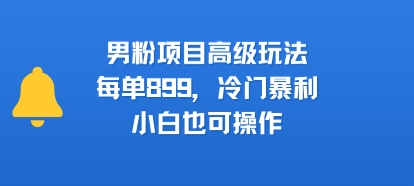 男粉项目高级玩法，每单899，冷门暴利，小白也可操作-萝卜兔资源站