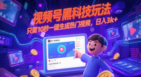 视频号黑科技玩法，只需10秒一键生成热门视频，日入3k+【揭秘】-萝卜兔资源站