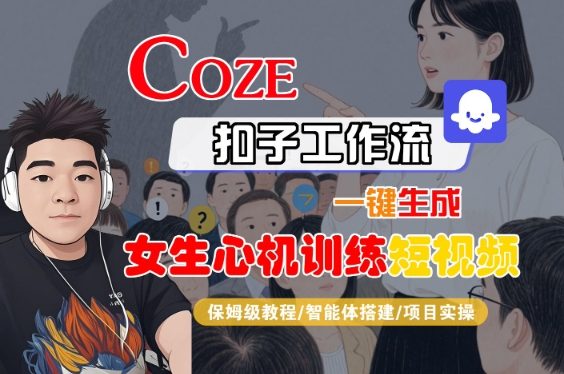 COZE扣子工作流一键生成女生心机训练短视频，保姆级教程-智能体搭建-项目实操-萝卜兔资源站